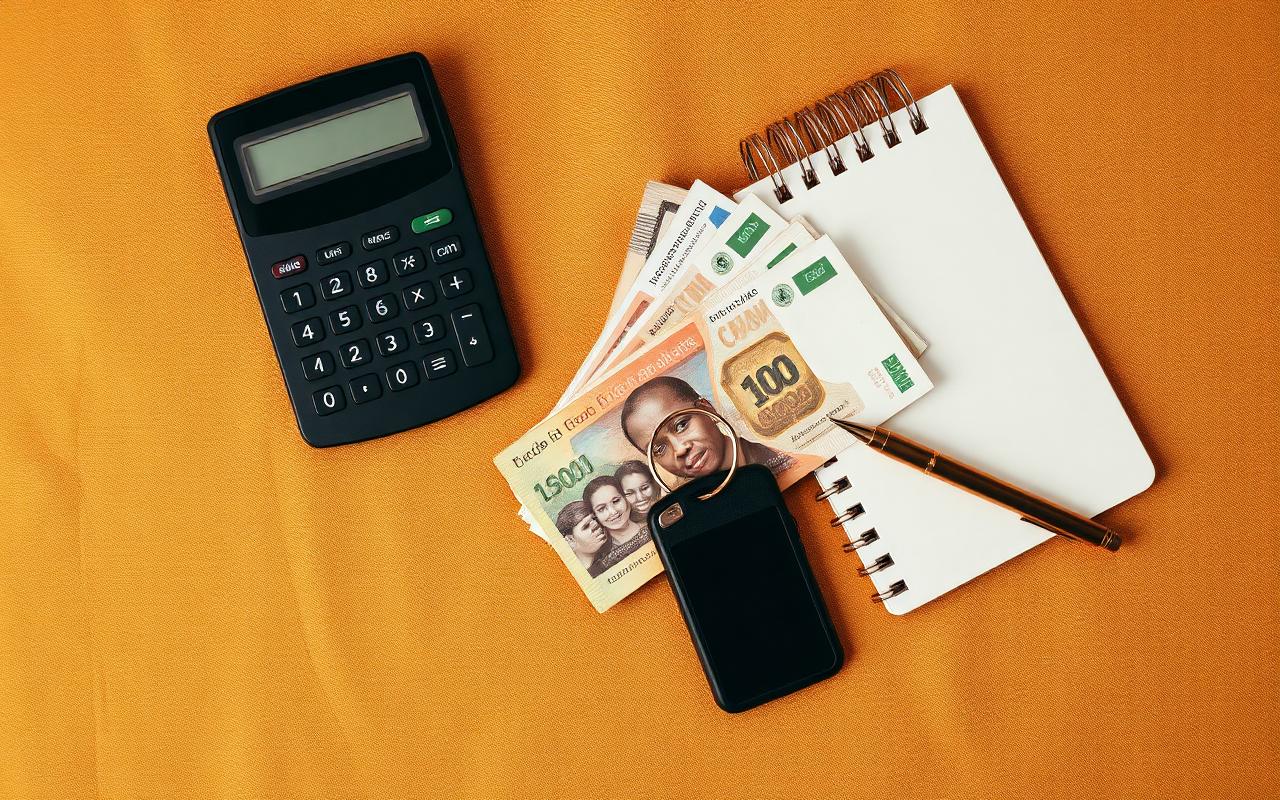 Calculator, car key and Ghana cedi notes laid out for an import cost breakdown