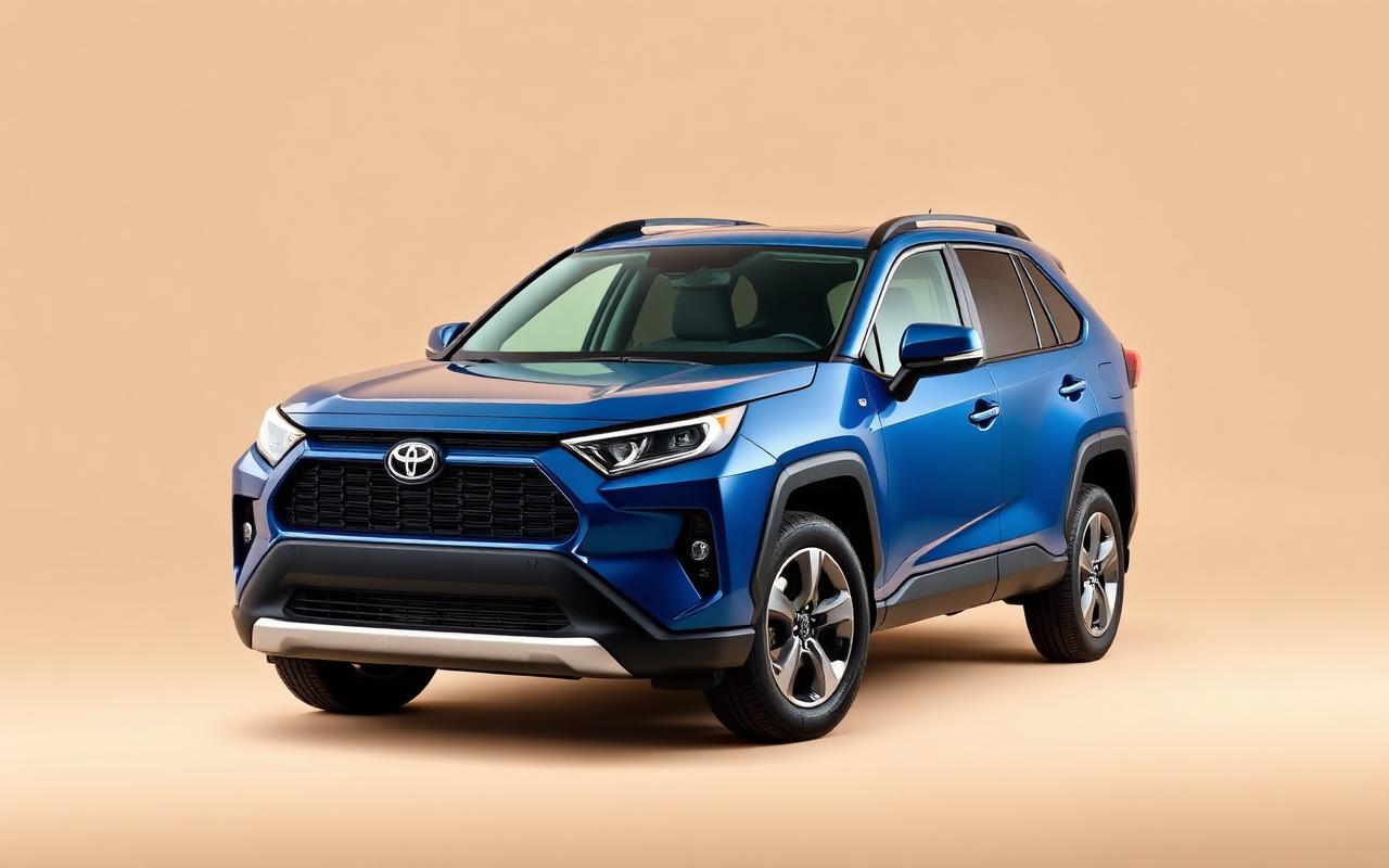 Blue Toyota RAV4 SUV in a clean studio setting