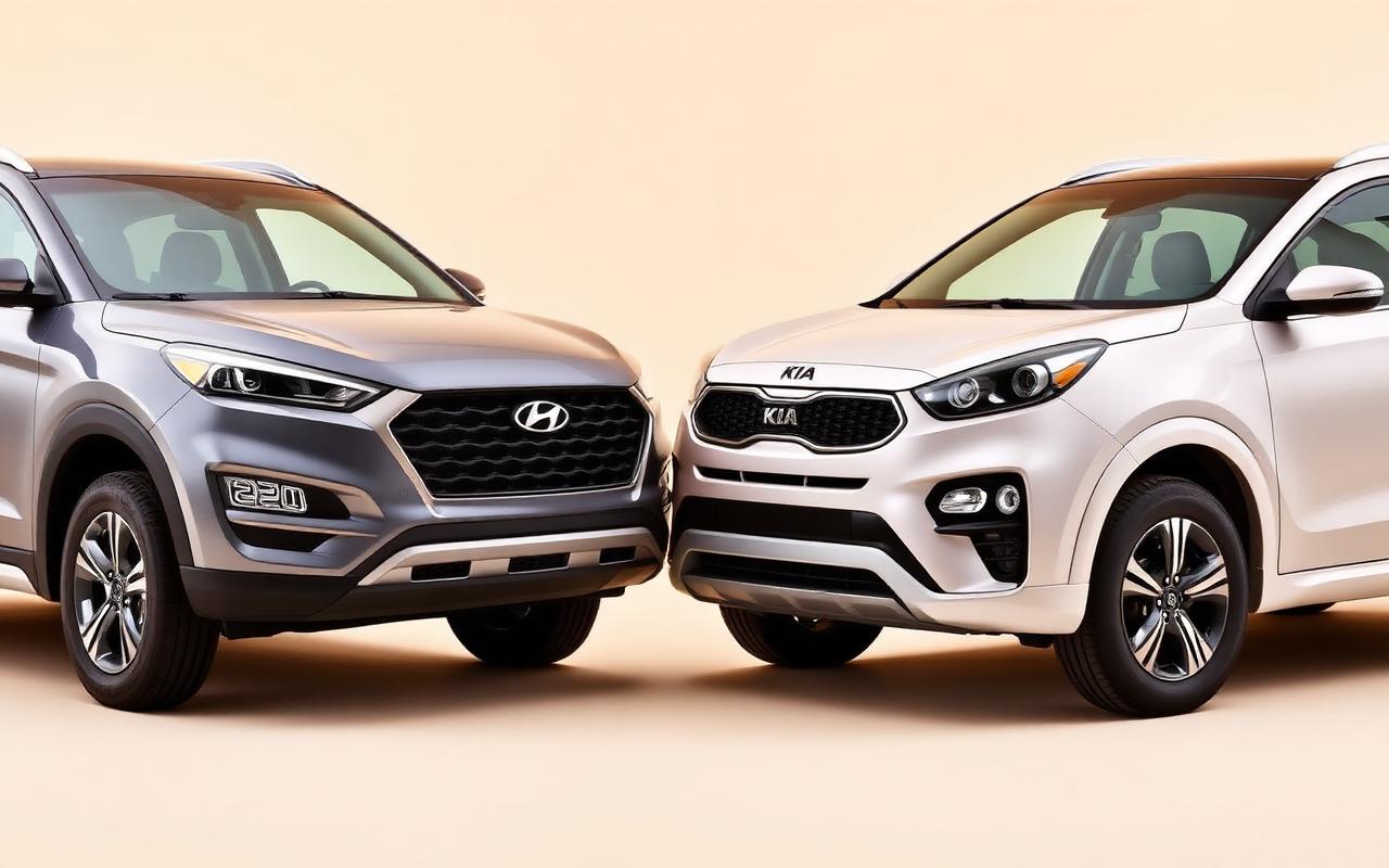 Hyundai Tucson and Kia Sportage parked nose to nose